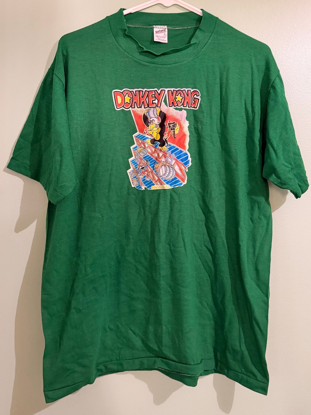 Vintage Donkey Kong Green T-Shirt Men’s L Large Nintendo 1980